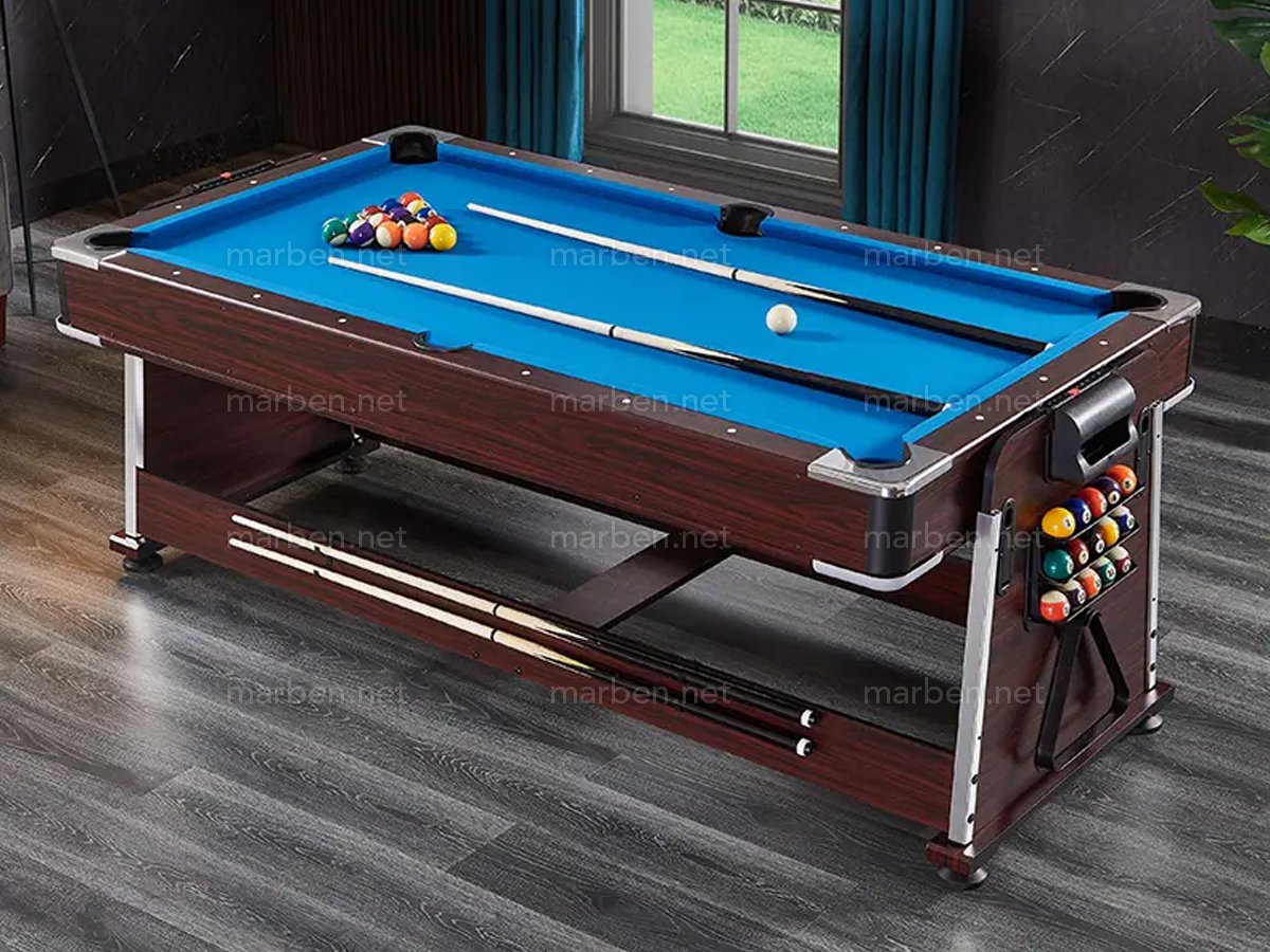Mesa Multijuego  4 en 1 Giratoria de 7 ft, Air-Hockey, Billar, Ping-Pong, Cubierta de Comedor (Café, paño azul)